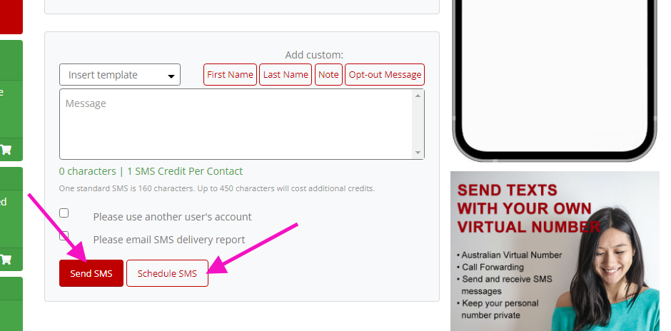 send or schedule your online sms message