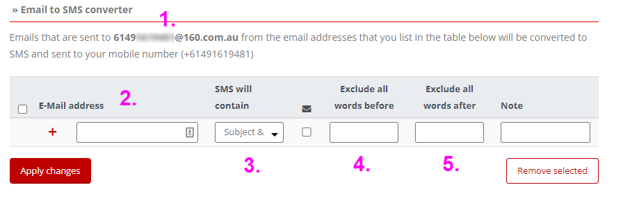 Diagram showing an email alert being converted to an SMS