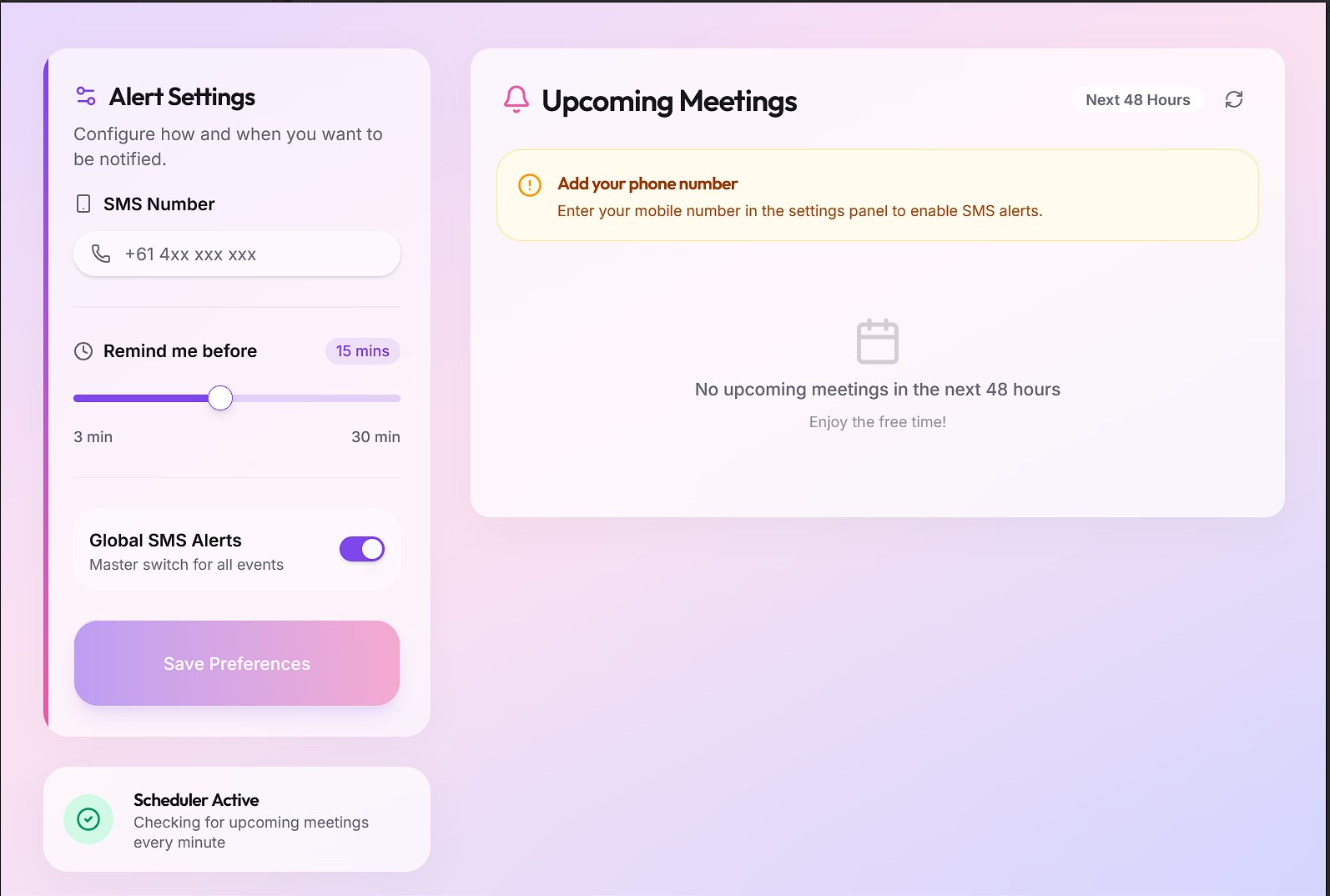 SMS Reminder App Final Preview